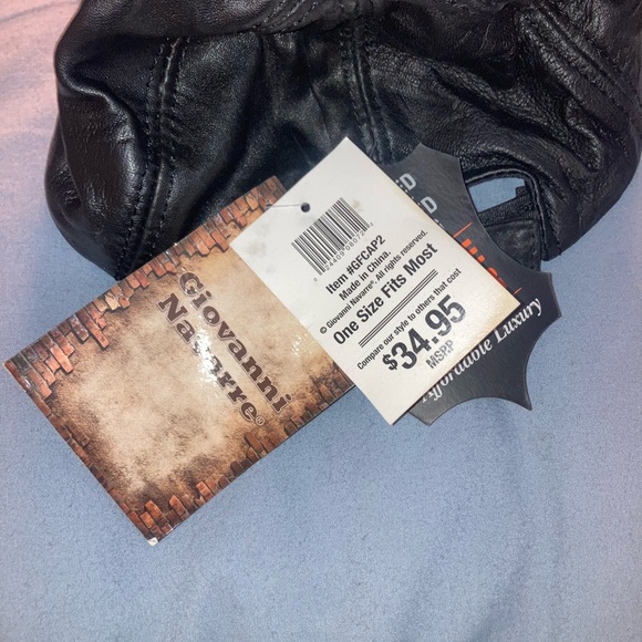 Giovanni Navarro Black Genuine Leather Hat - Picture 4 of 4